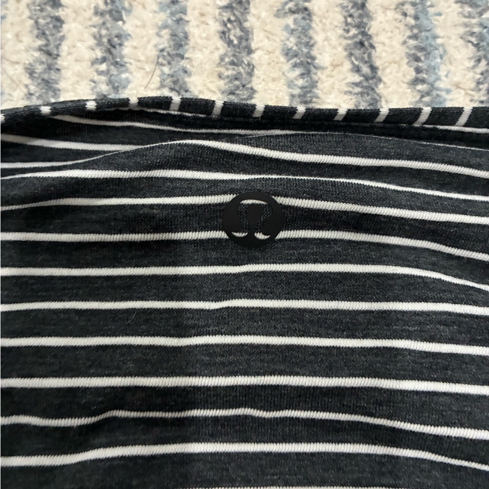 lululemon athletica Black and White Striped Long Sleeve Tee